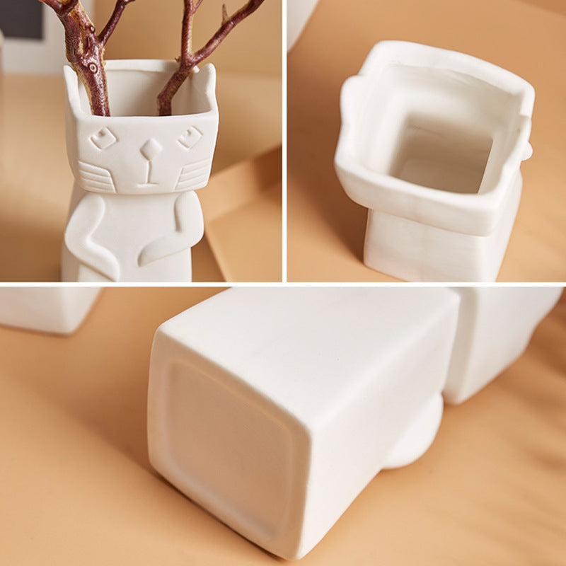 Nordic Playful Cat Ceramic Vase - Starhauz.com