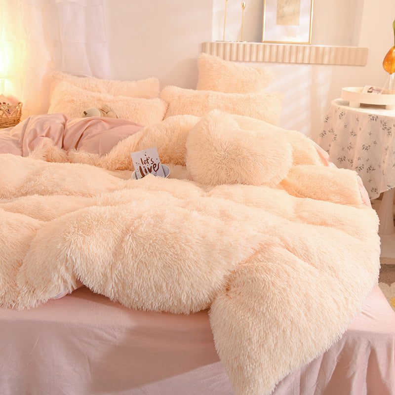 Dreamy Winter Mink Fleece 4pcs Bedsheet Set - Starhauz.com