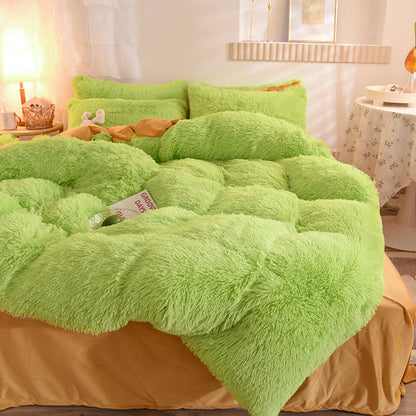 Dreamy Winter Mink Fleece 4pcs Bedsheet Set - Starhauz.com