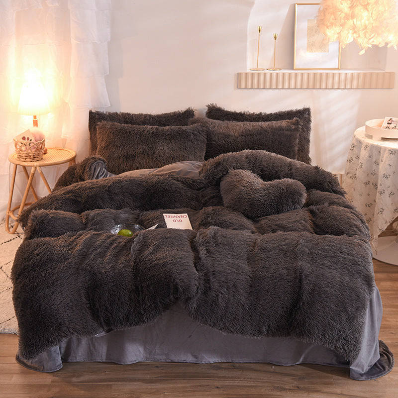 Dreamy Winter Mink Fleece 4pcs Bedsheet Set - Starhauz.com