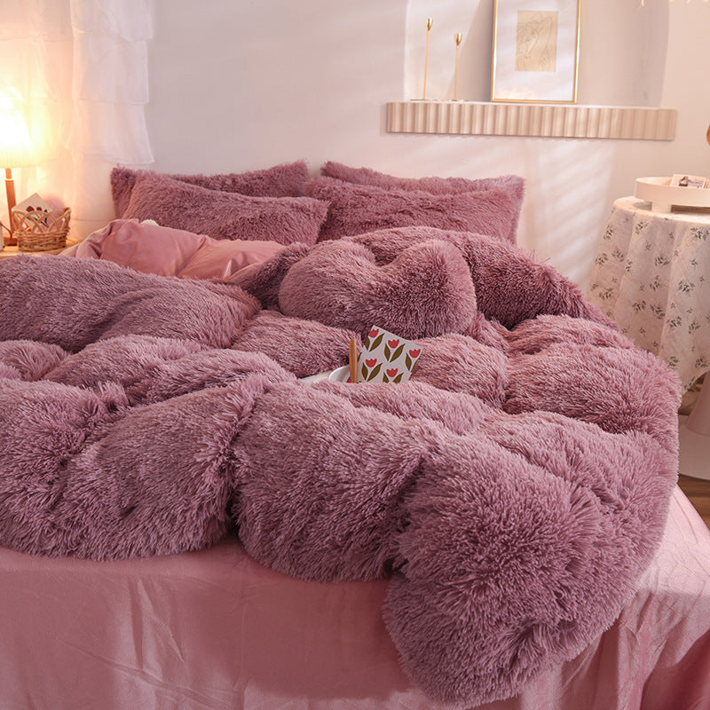 Dreamy Winter Mink Fleece 4pcs Bedsheet Set - Starhauz.com