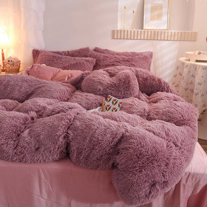 Dreamy Winter Mink Fleece 4pcs Bedsheet Set - Starhauz.com