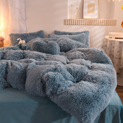 Dreamy Winter Mink Fleece 4pcs Bedsheet Set - Starhauz.com