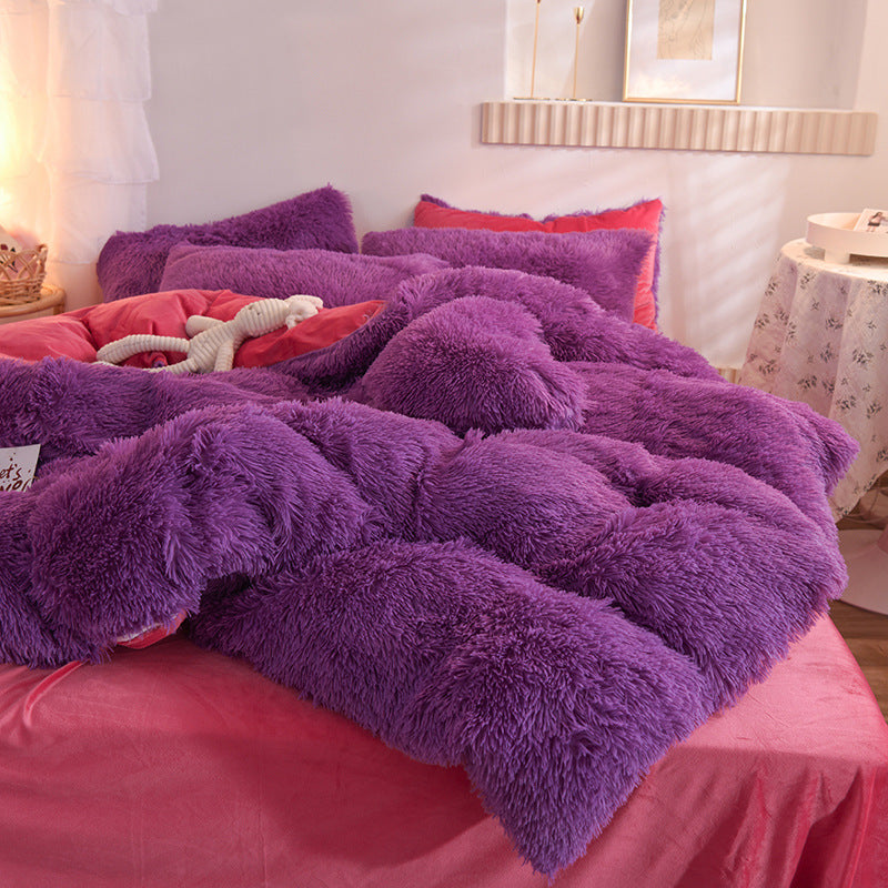 Dreamy Winter Mink Fleece 4pcs Bedsheet Set - Starhauz.com