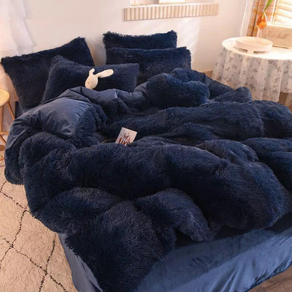 Dreamy Winter Mink Fleece 4pcs Bedsheet Set - Starhauz.com