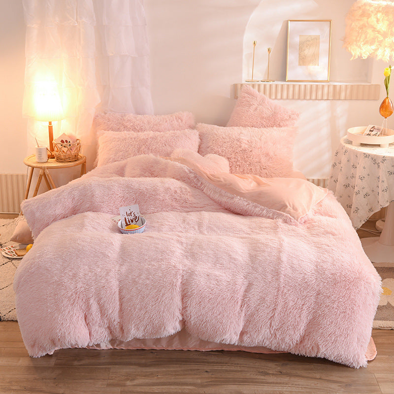 Dreamy Winter Mink Fleece 4pcs Bedsheet Set - Starhauz.com