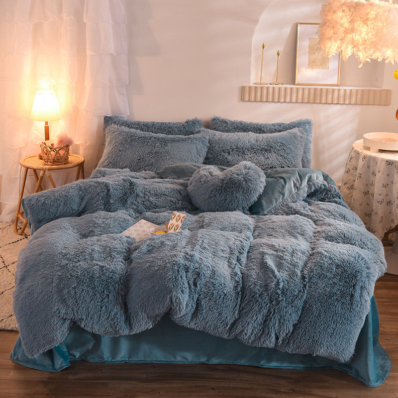 Dreamy Winter Mink Fleece 4pcs Bedsheet Set - Starhauz.com