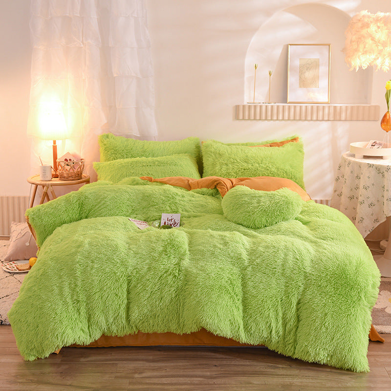 Dreamy Winter Mink Fleece 4pcs Bedsheet Set - Starhauz.com