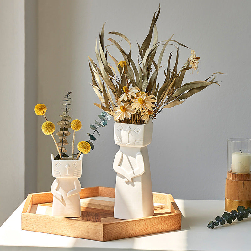 Nordic Playful Cat Ceramic Vase - Starhauz.com