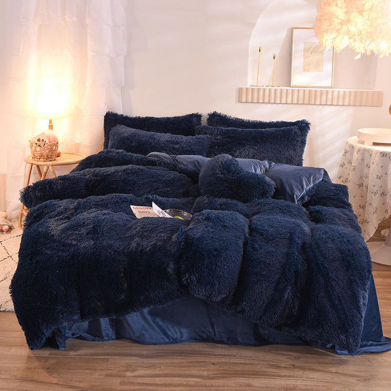 Dreamy Winter Mink Fleece 4pcs Bedsheet Set - Starhauz.com