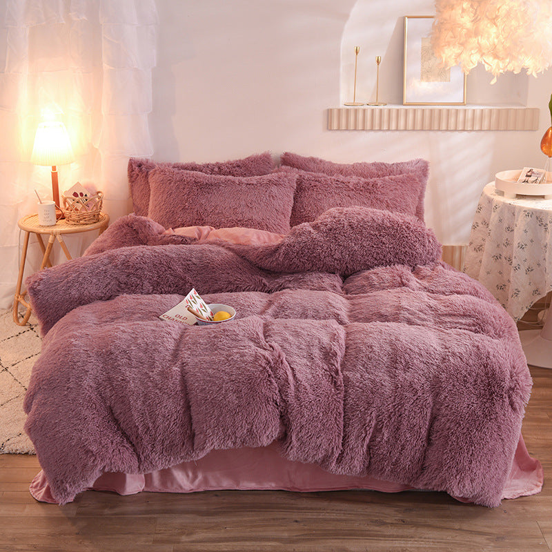 Dreamy Winter Mink Fleece 4pcs Bedsheet Set - Starhauz.com