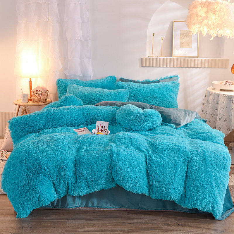 Dreamy Winter Mink Fleece 4pcs Bedsheet Set - Starhauz.com