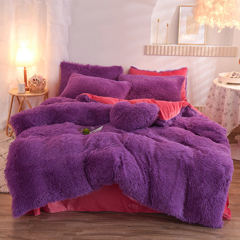 Dreamy Winter Mink Fleece 4pcs Bedsheet Set - Starhauz.com