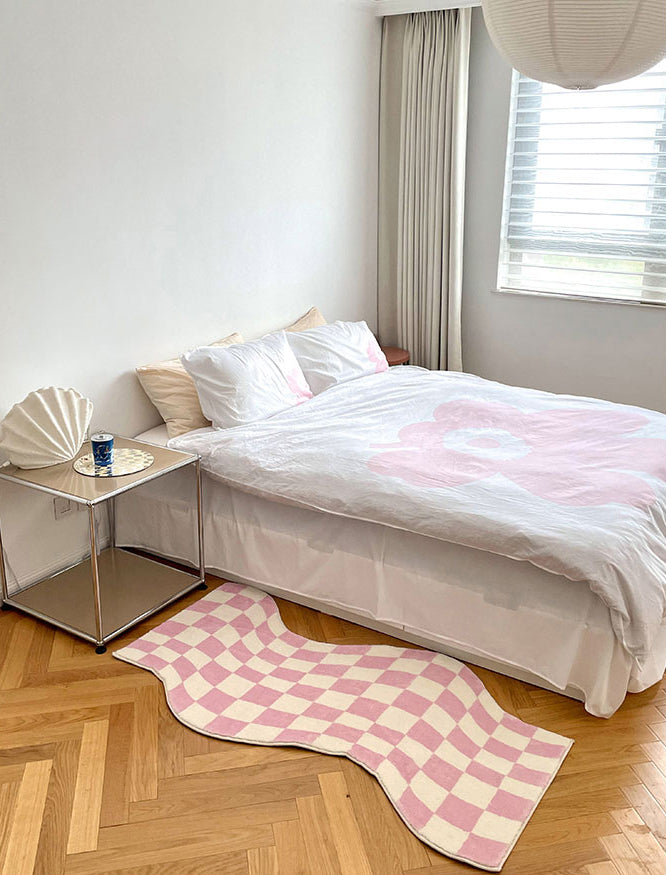 Wavy Checker Pattern Rug Danish Pastel Wavy Checkered Rugs – Starhauz.com