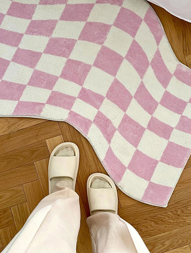 Wavy Checker Pattern Rug Danish Pastel Wavy Checkered Rugs – Starhauz.com
